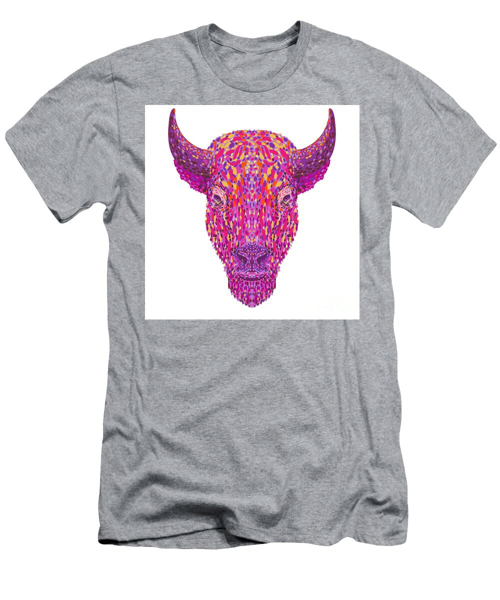 American Bison or American Buffalo Head Front View Pointillist Impressionist Pop Art Style Aloysius Patrimonio T-Shirt