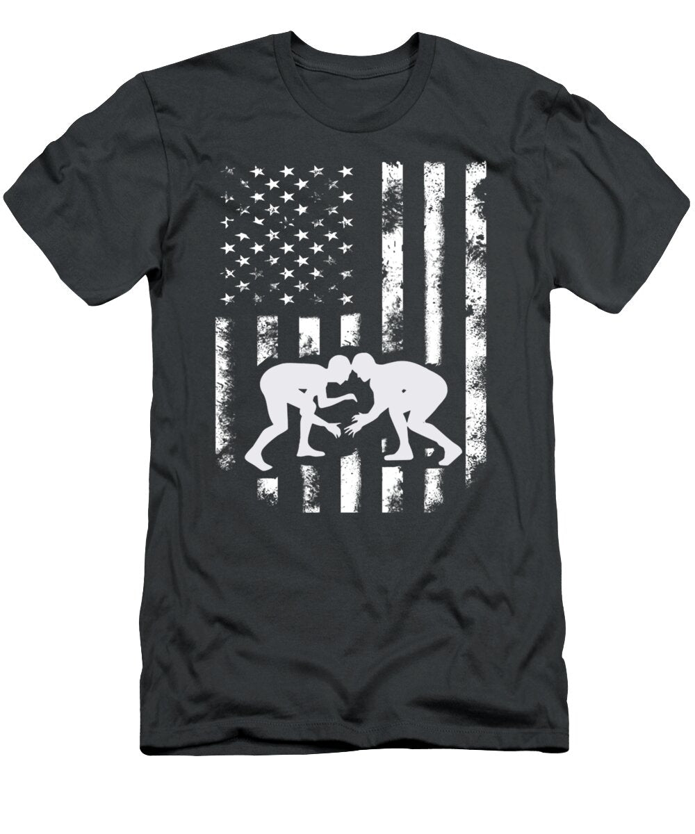 American Flag Wrestling Distressed Wrestle Elissp Kora T-Shirt