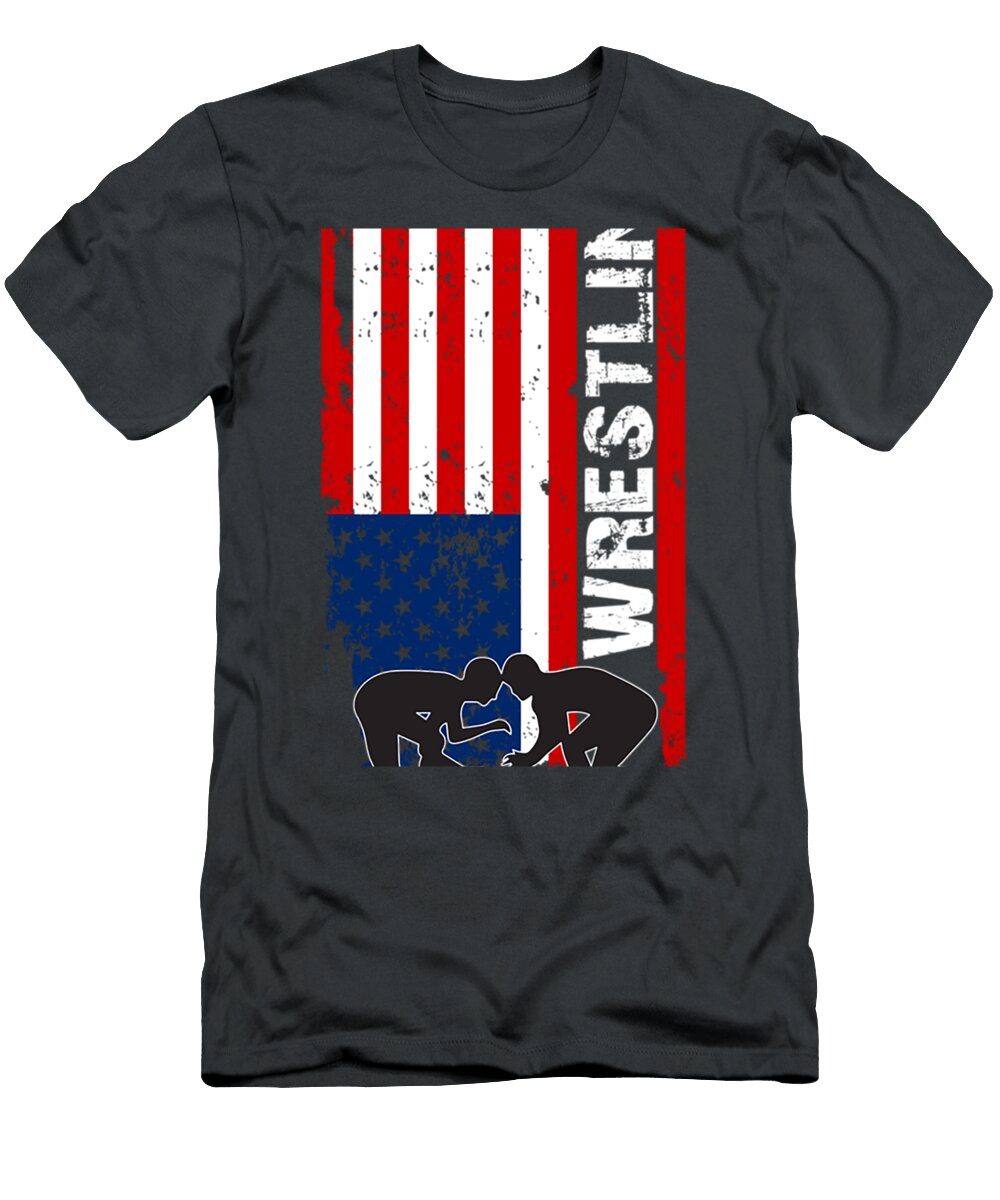 American Flag Wrestling USA Flag Wrestling S Aelisq Kaedi T-Shirt