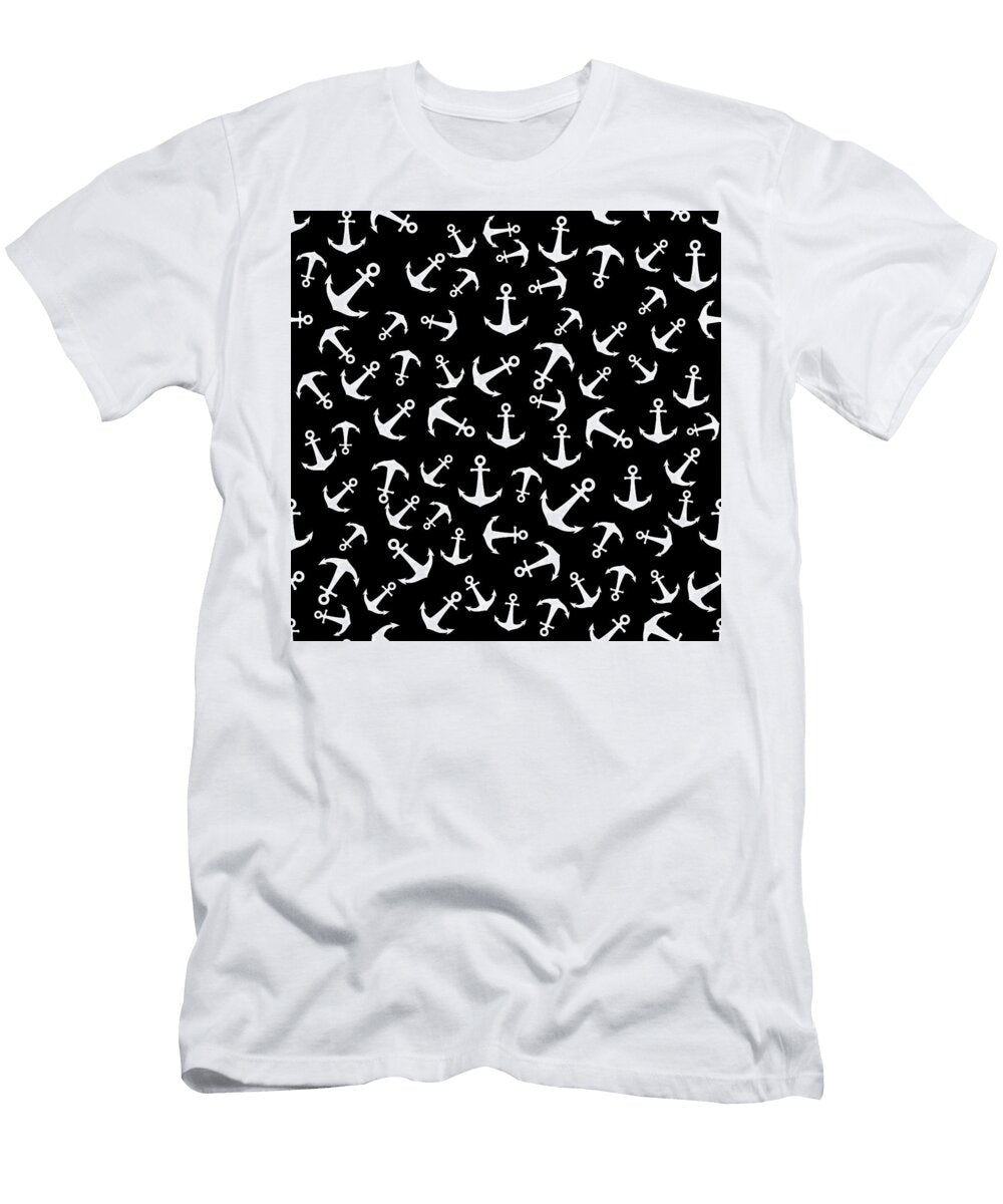 Anchor Pattern Black and White 2 Studio Grafiikka T-Shirt