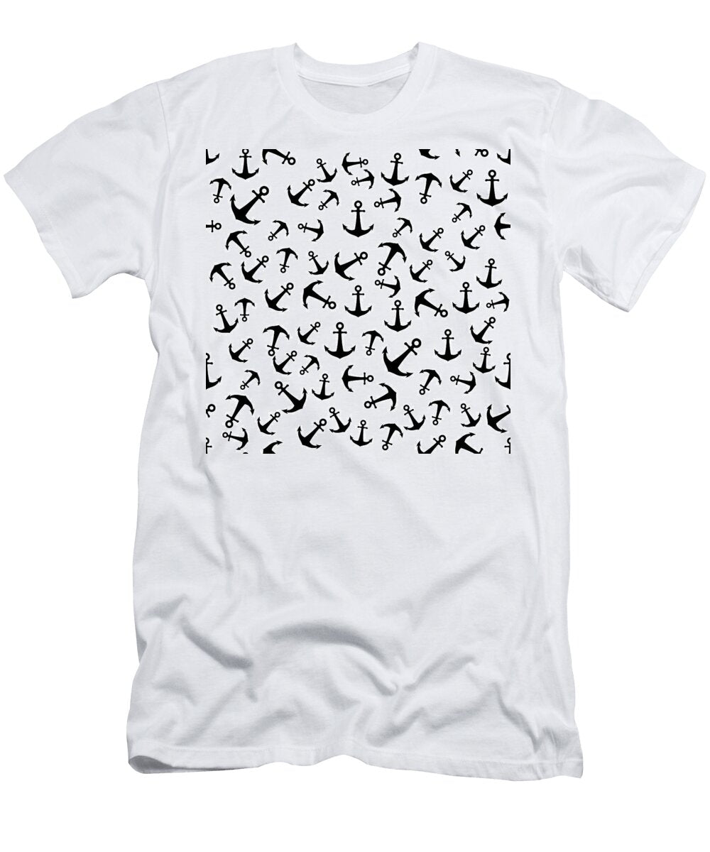 Anchor Pattern Black and White Studio Grafiikka T-Shirt