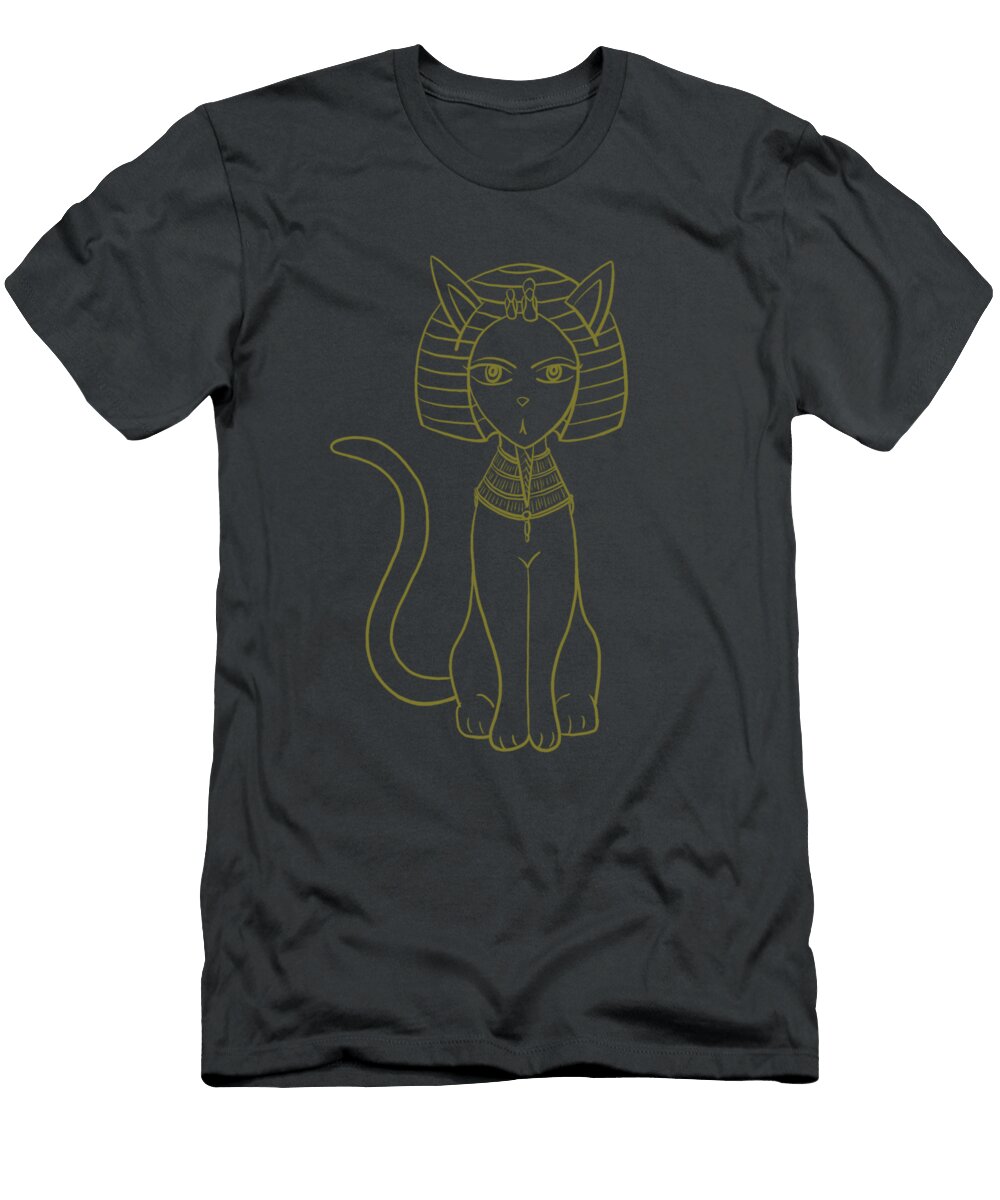 Ancient Egyptian Cat Gold and Black Christopher Johnston T-Shirt