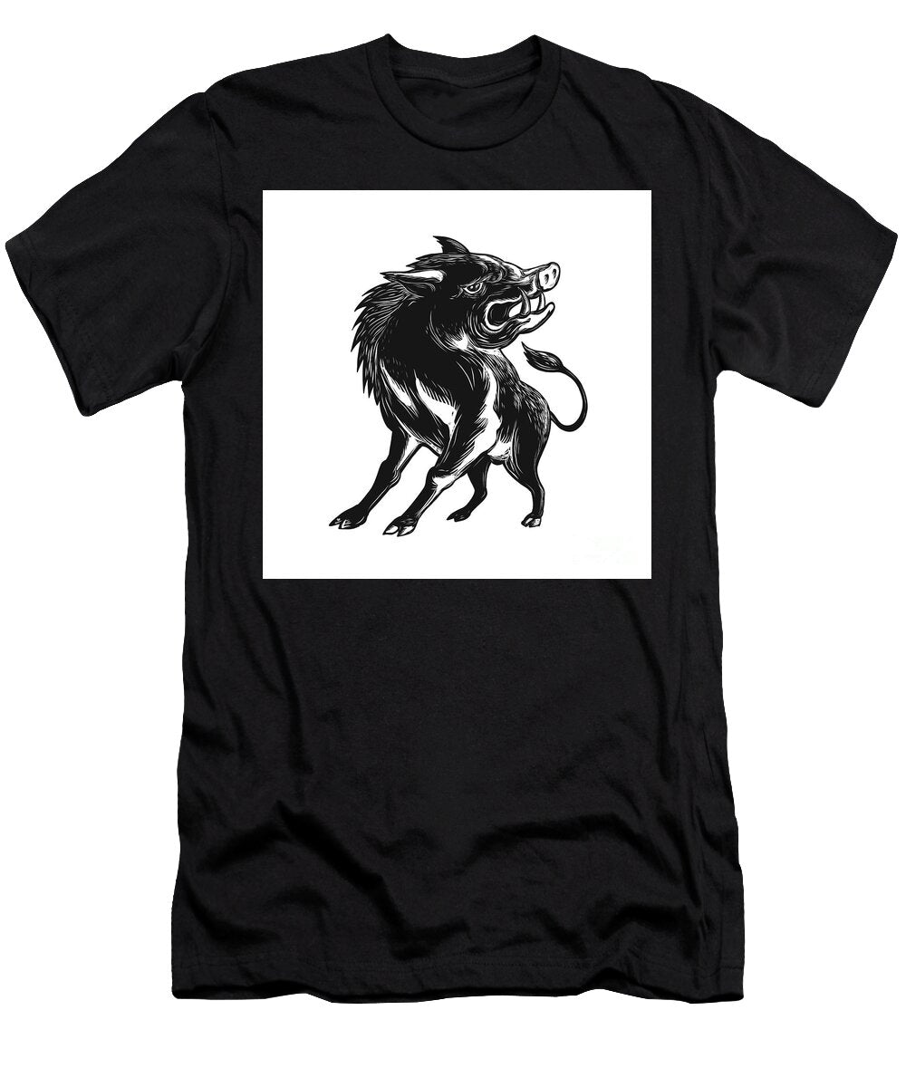 Angry Wild Hog Razorback Scratchboard Aloysius Patrimonio T-Shirt