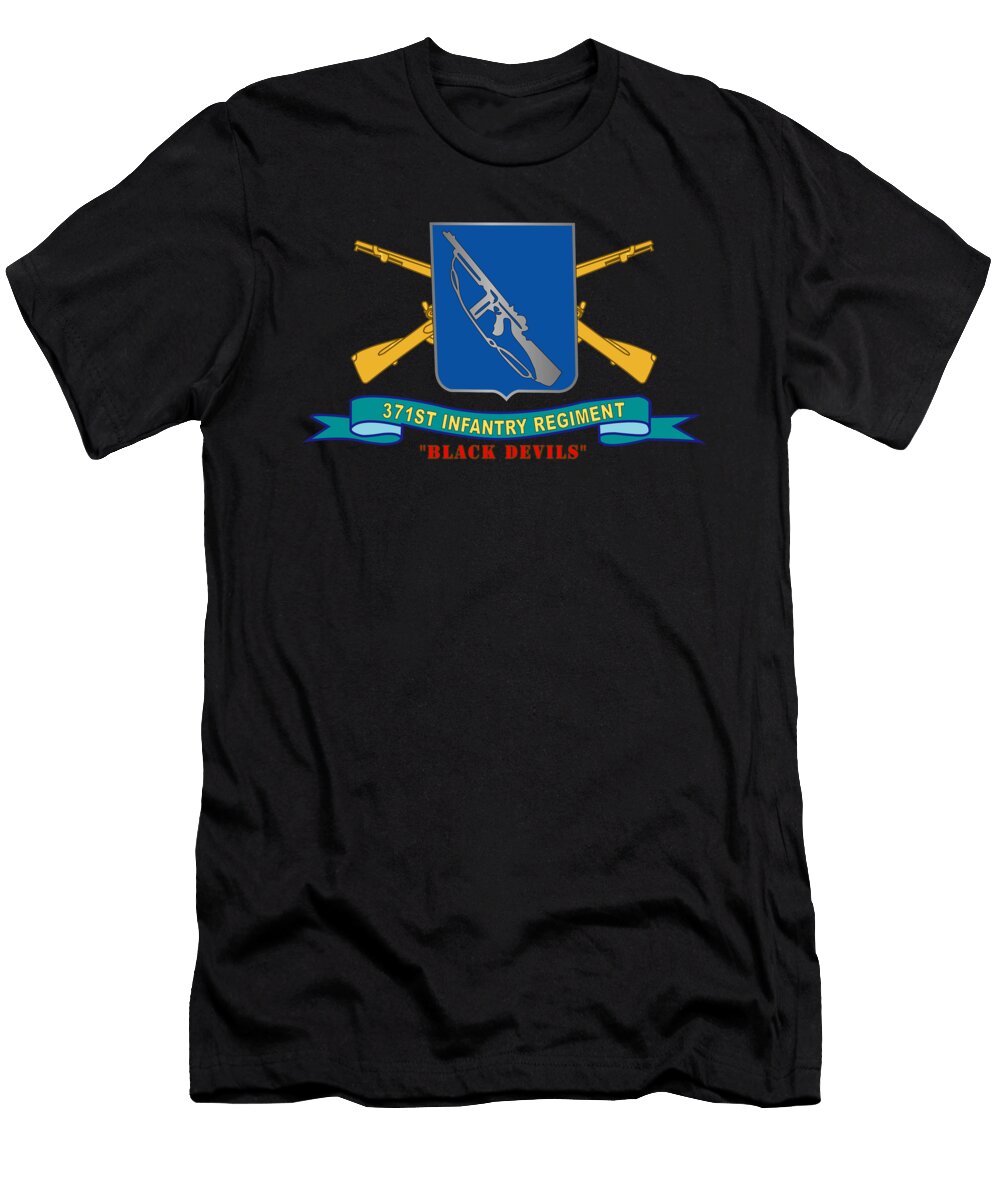 Army 371st Infantry Regiment Black Devils W Br Ribbon Tom Adkins T-Shirt