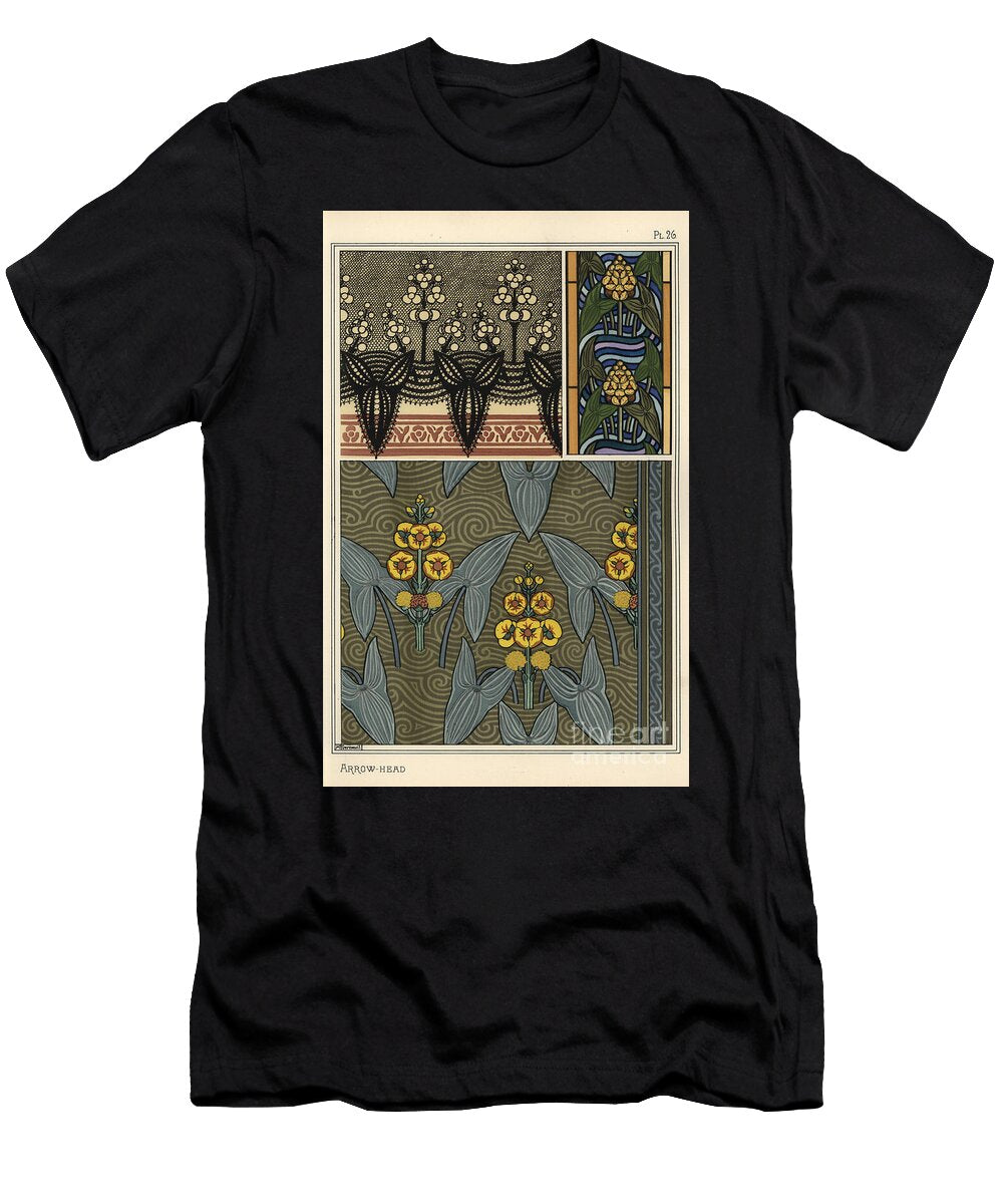 Arrowhead Sagittaria Sagittifolia As a Design Motif in Embroidery Stained Glass and Fabric Patterns 1897 Lithograph Eugene Grasset T-Shirt
