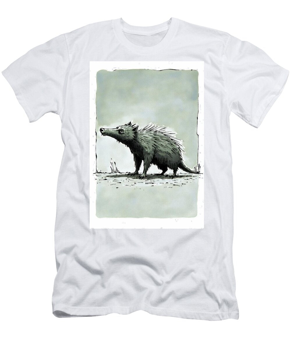 Artistic Depiction of a Tasmanian Thylacine in Grayscale Wall Art Prints T-Shirt