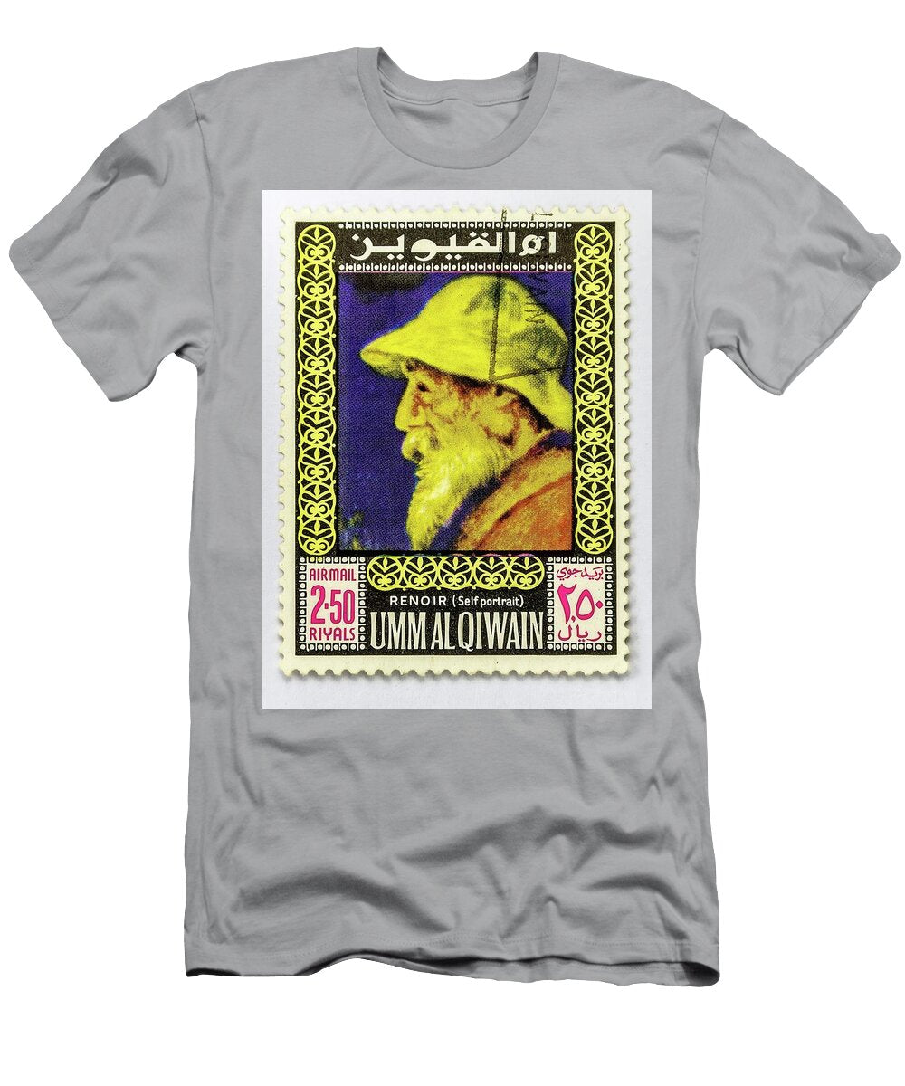 Auguste Renoir Portrait Frederic Bazille 1867 Umm Al Qiwain Airmail Stamp Vivida Photo T-Shirt