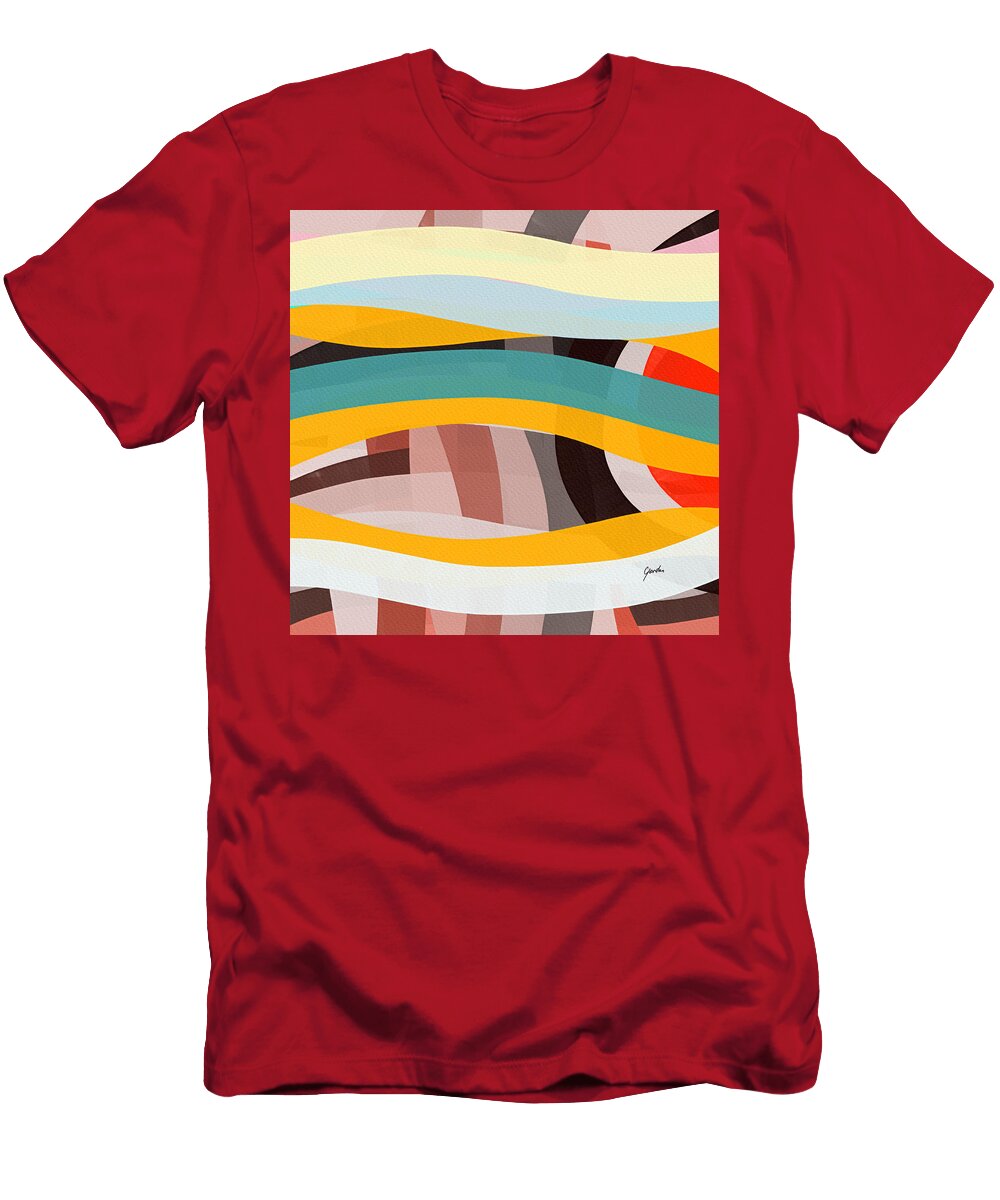 Autumn Sun Colorful Linear Abstract Wall Art Painting Iabstractart T-Shirt