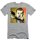 Baby with a Hand Gun Comic Book Art 80 Mad Paperairplanes T-Shirt