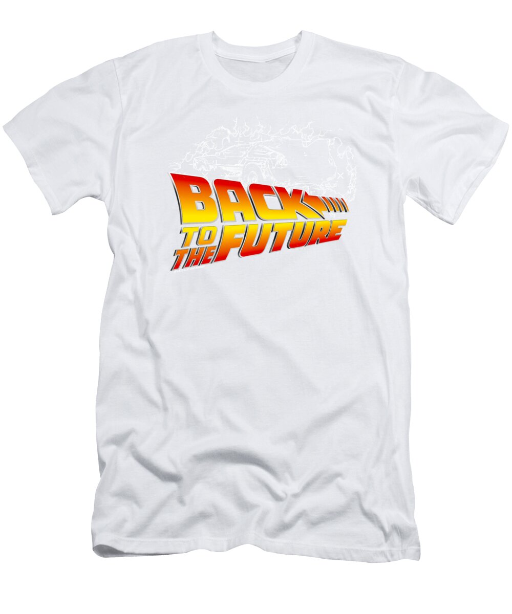 Back to the Future Delorean White Stencil Fan Oliver Sebastian T-Shirt