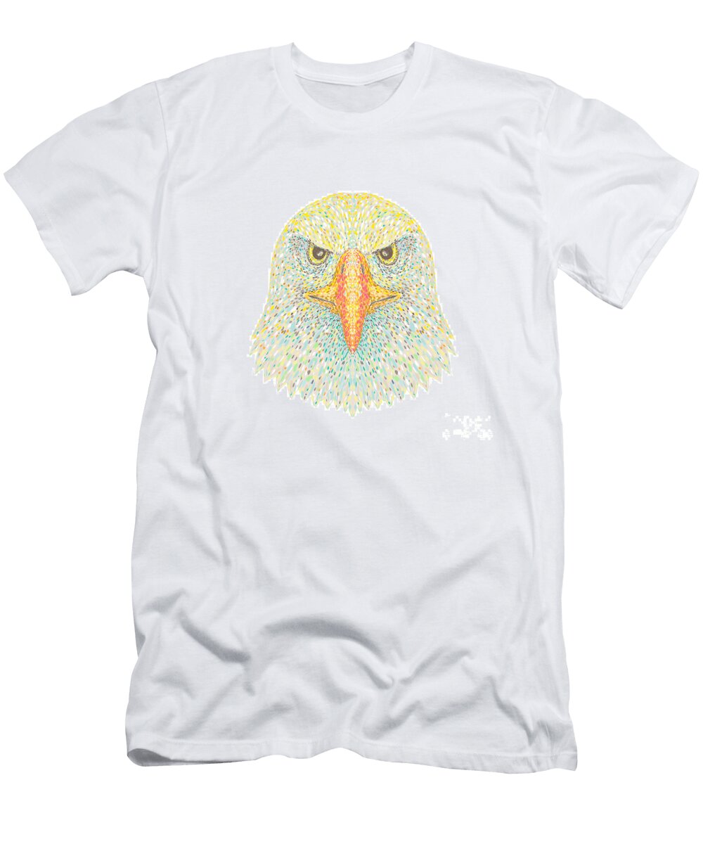 Bald Eagle Head Front View Pointillist Impressionist Pop Art Style Aloysius Patrimonio T-Shirt