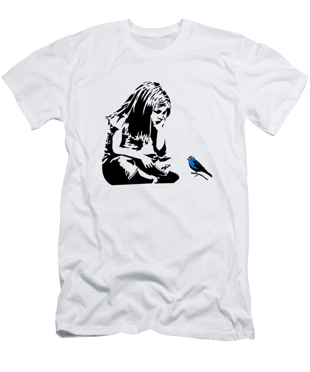 Banksy Girl with Blue Bird Wesam Khalil T-Shirt