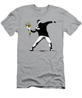 Banksy Protester Throwing a Bouquet of Flowers Wesam Khalil T-Shirt