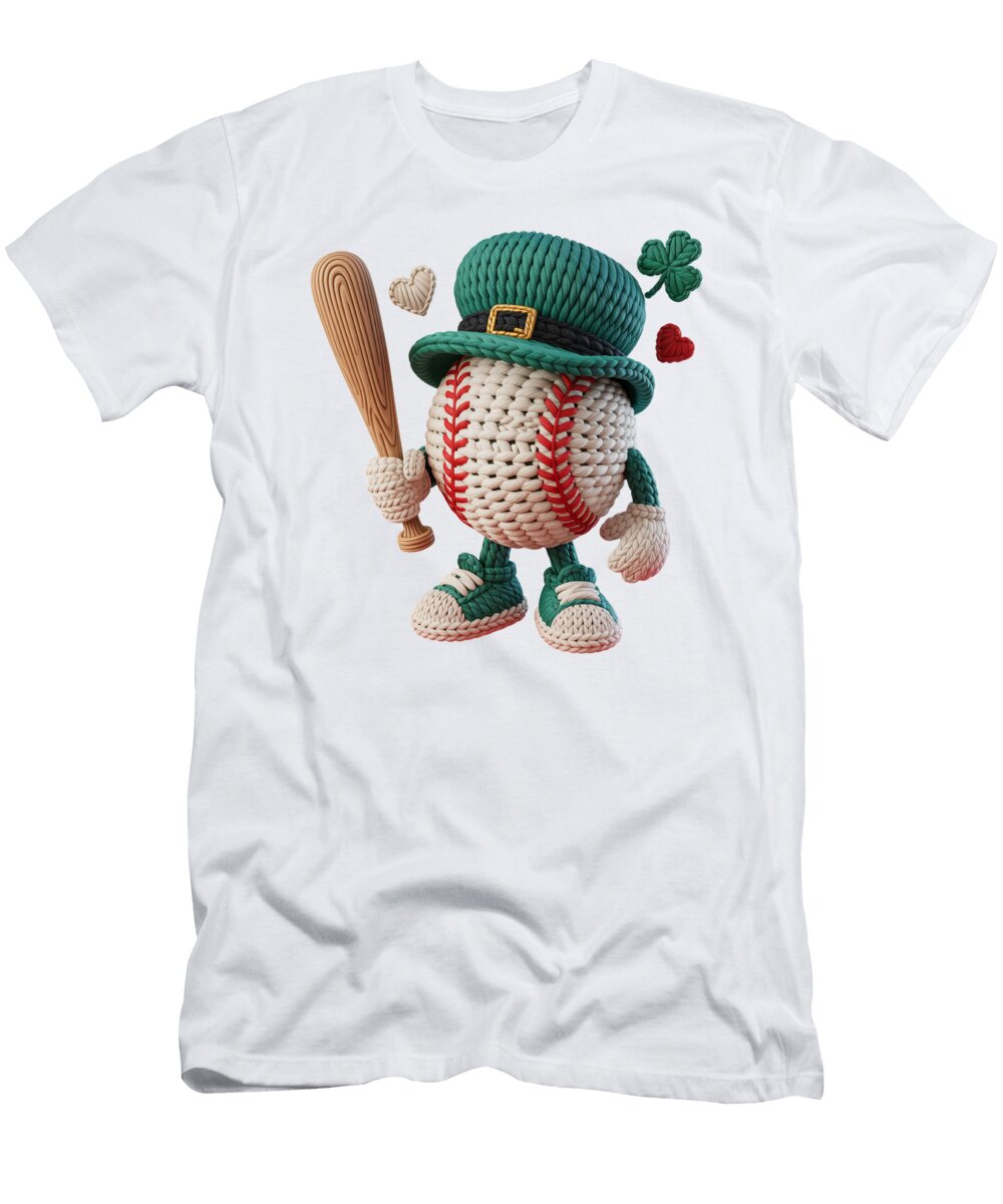 Baseball Mascot with Shamrock Hat Joanna Redesiuk T-Shirt