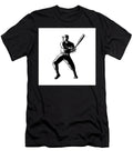 Baseball Player Batting Woodcut Black and White Aloysius Patrimonio T-Shirt