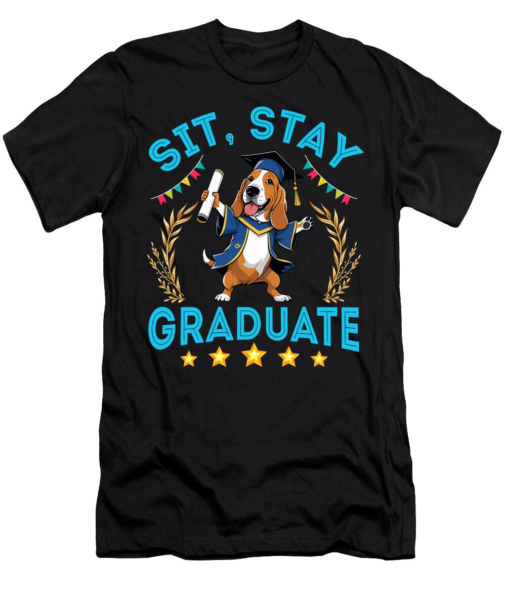 Basset Hound Dog Senior Sit Stay Graduate Proud Sophie Eleanor T-Shirt