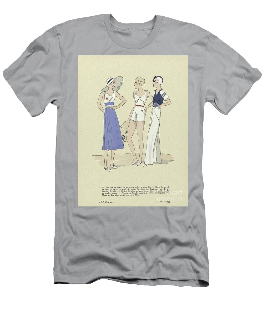 Beachwear From Tres Parisien June 1933 French School T-Shirt