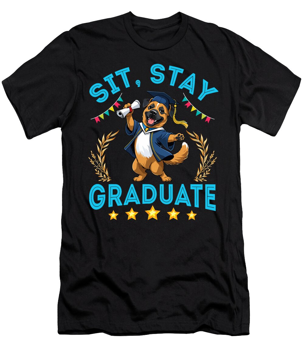 Belgian Malinois Dog Senior Sit Stay Graduate Sophie Eleanor T-Shirt