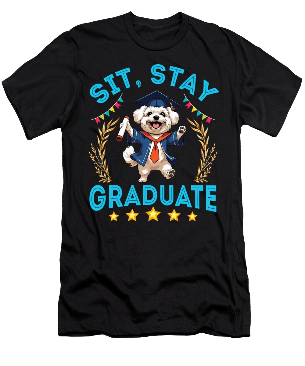 Bichon Frise Dog Senior Sit Stay Graduate Proud Sophie Eleanor T-Shirt