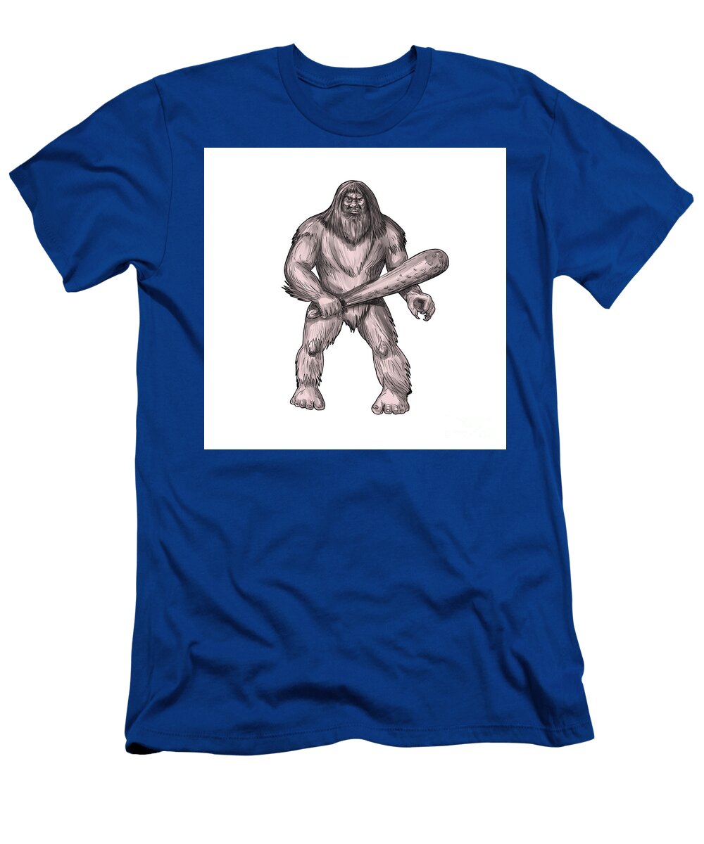 Bigfoot Holding Club Standing Tattoo Aloysius Patrimonio T-Shirt