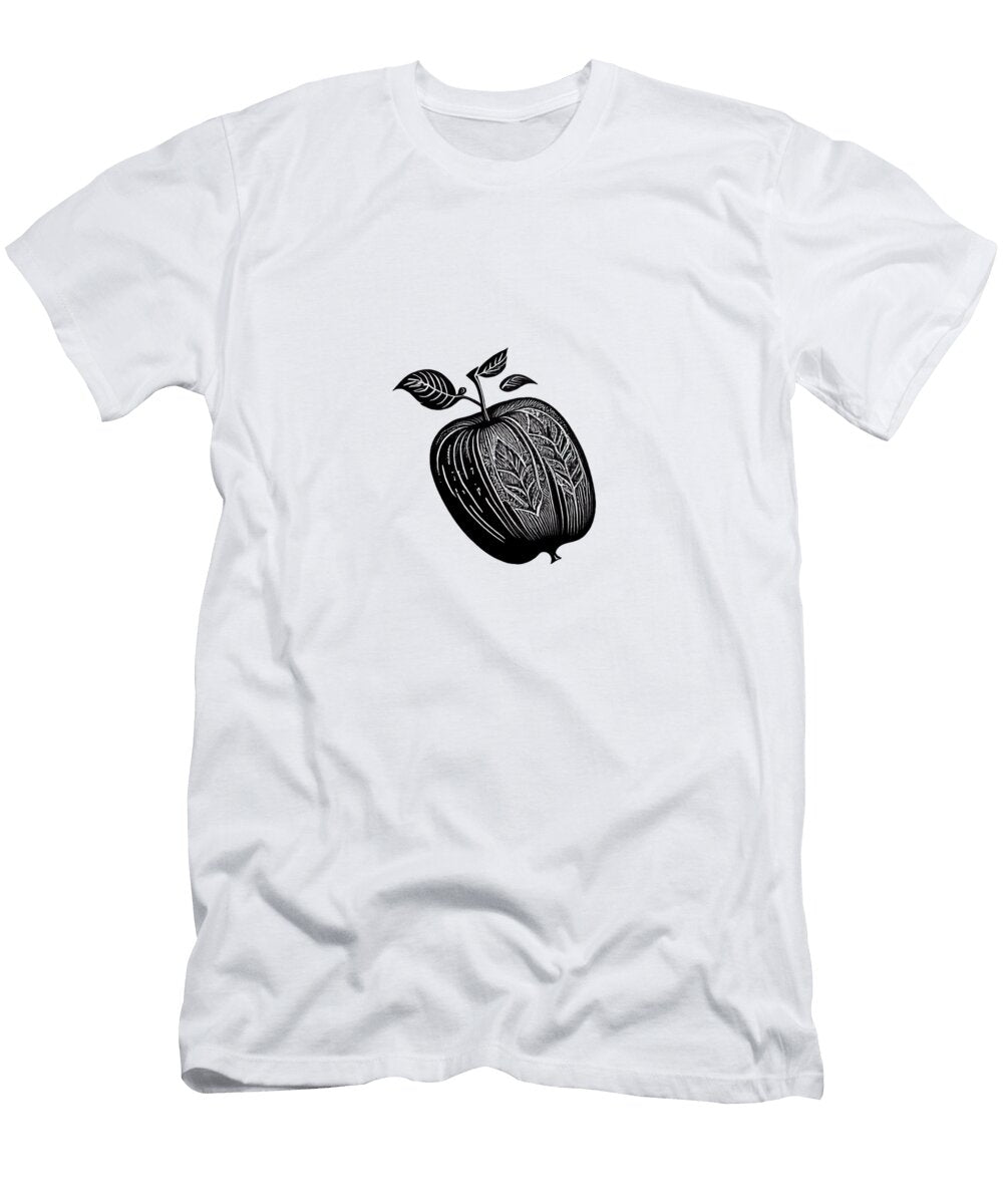 Black and White Apple Stencil About Passion Art T-Shirt