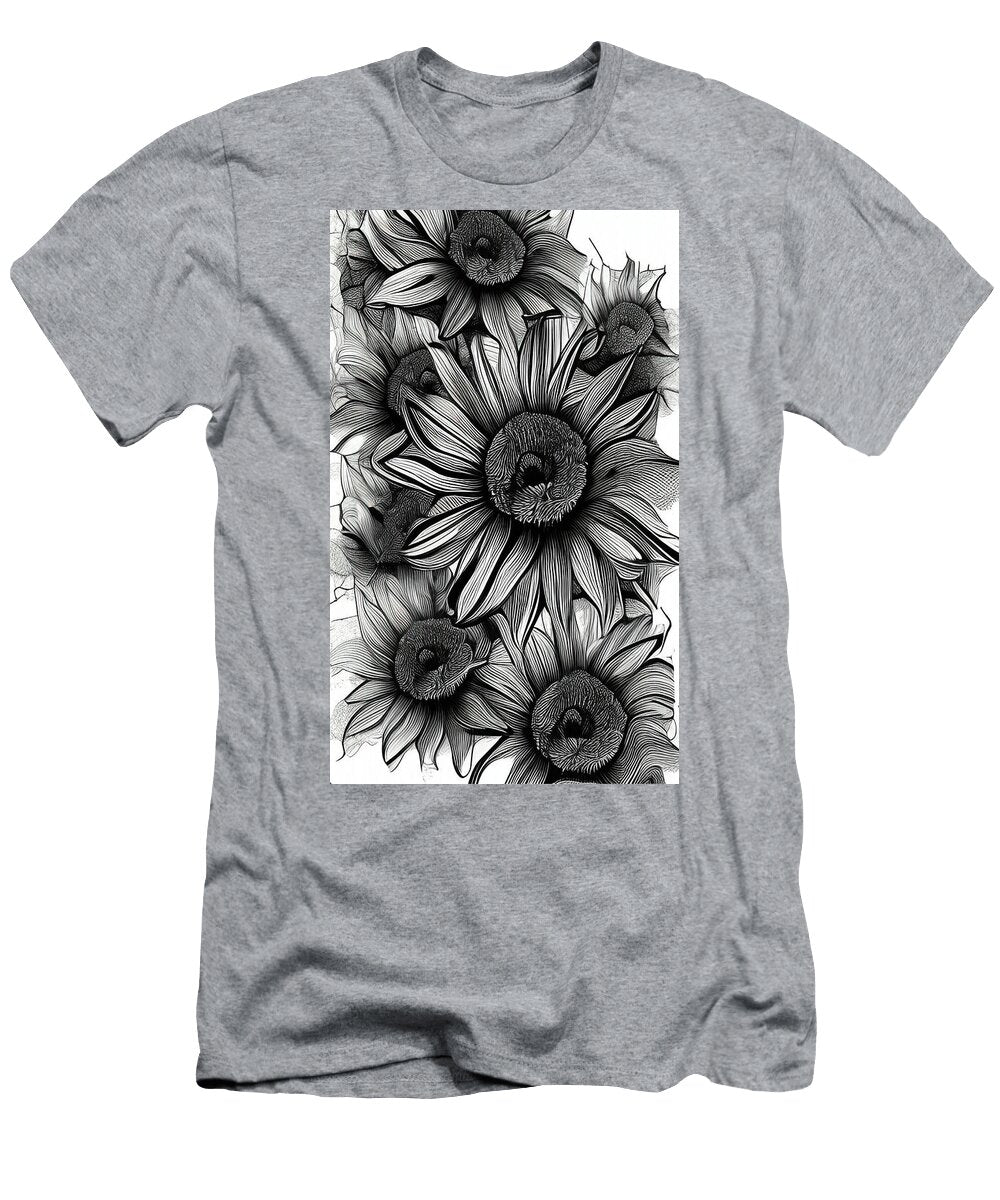 Black and White Floral Line Art No2 Bonnie Bruno T-Shirt