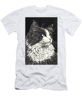 Black and White Illustration of a Fluffy Cat Smith Henry T-Shirt