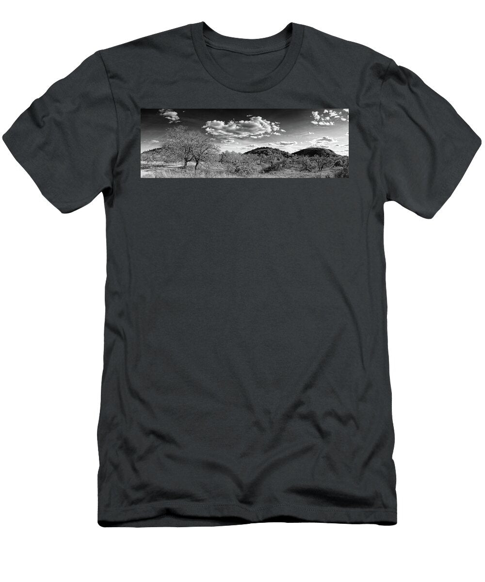 Black and White Panorama of Enchanted Rock From Loop Trail Fredericksburg Texas Hill Country Silvio Ligutti T-Shirt