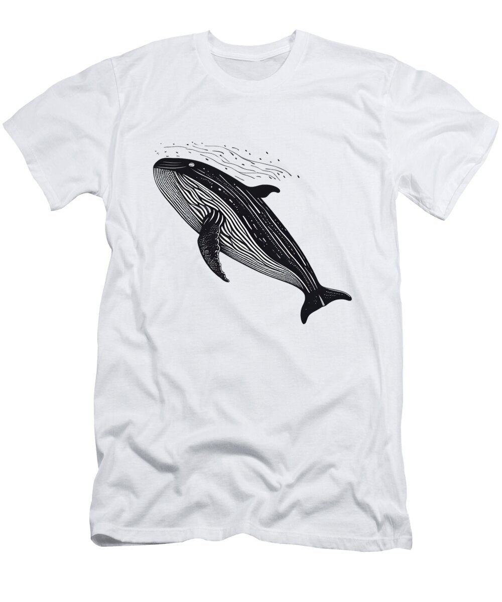 Black and White Whale Stencil About Passion Art T-Shirt