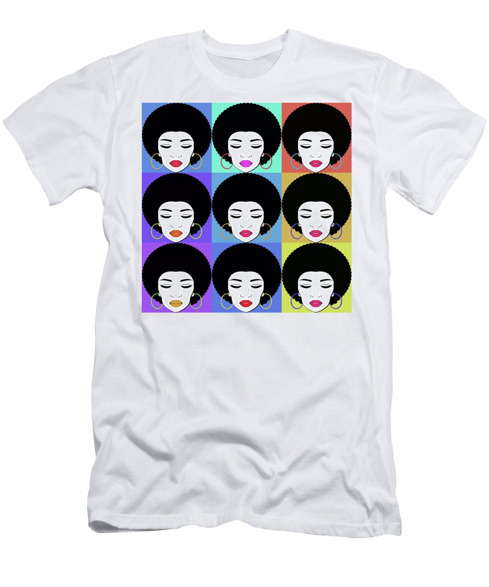 Black Lives Matter Woman Engraved Distressed Halftone Afro Repeat Tony Rubino T-Shirt