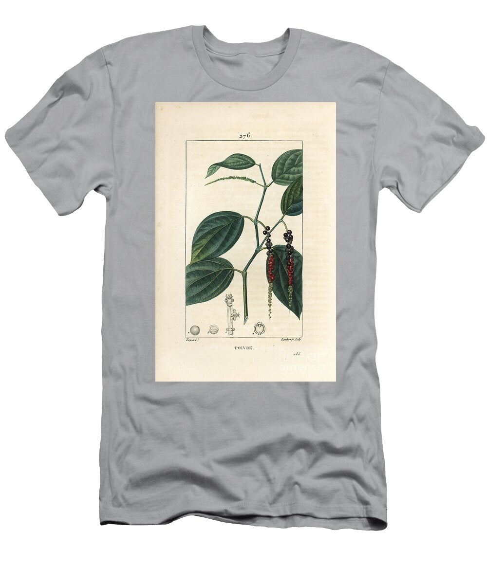 Black Pepper Black Pepper Piper Nigrum with Leaf Stalk and Ripe and Unripe Peppercorns Pierre Jean Francois Turpin T-Shirt