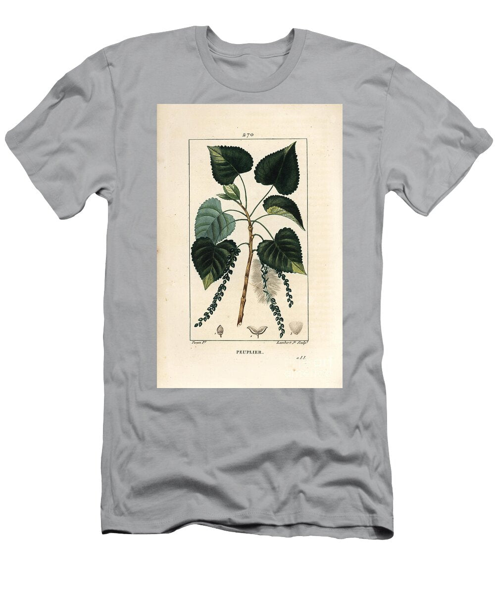 Black Poplar Tree Populus Nigra with Leaf Stalk and Seed Pierre Jean Francois Turpin T-Shirt