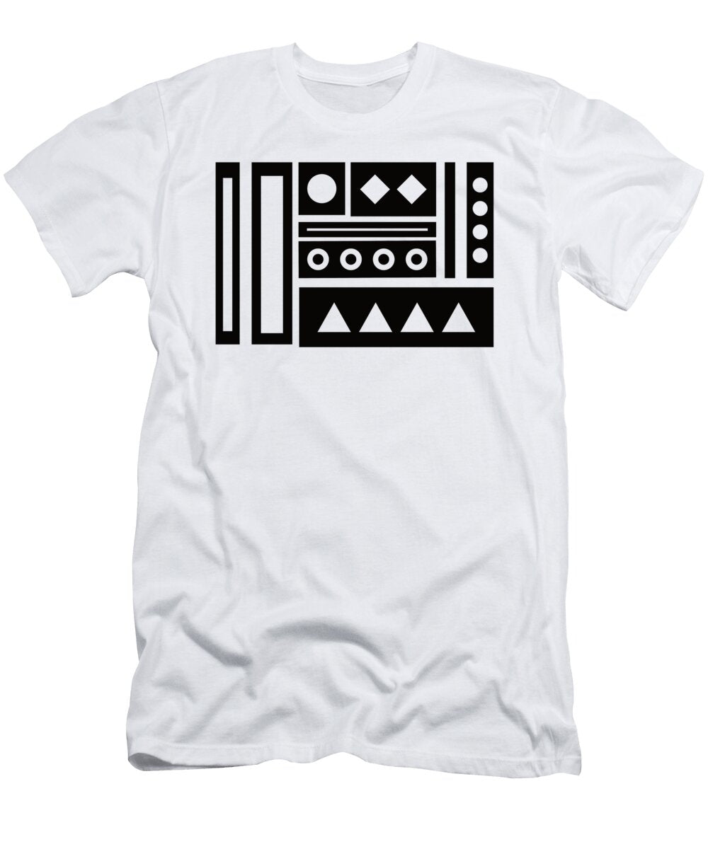 Black Stencil Minimalist Geometric Shapes Design Barefoot Bodeez Art T-Shirt