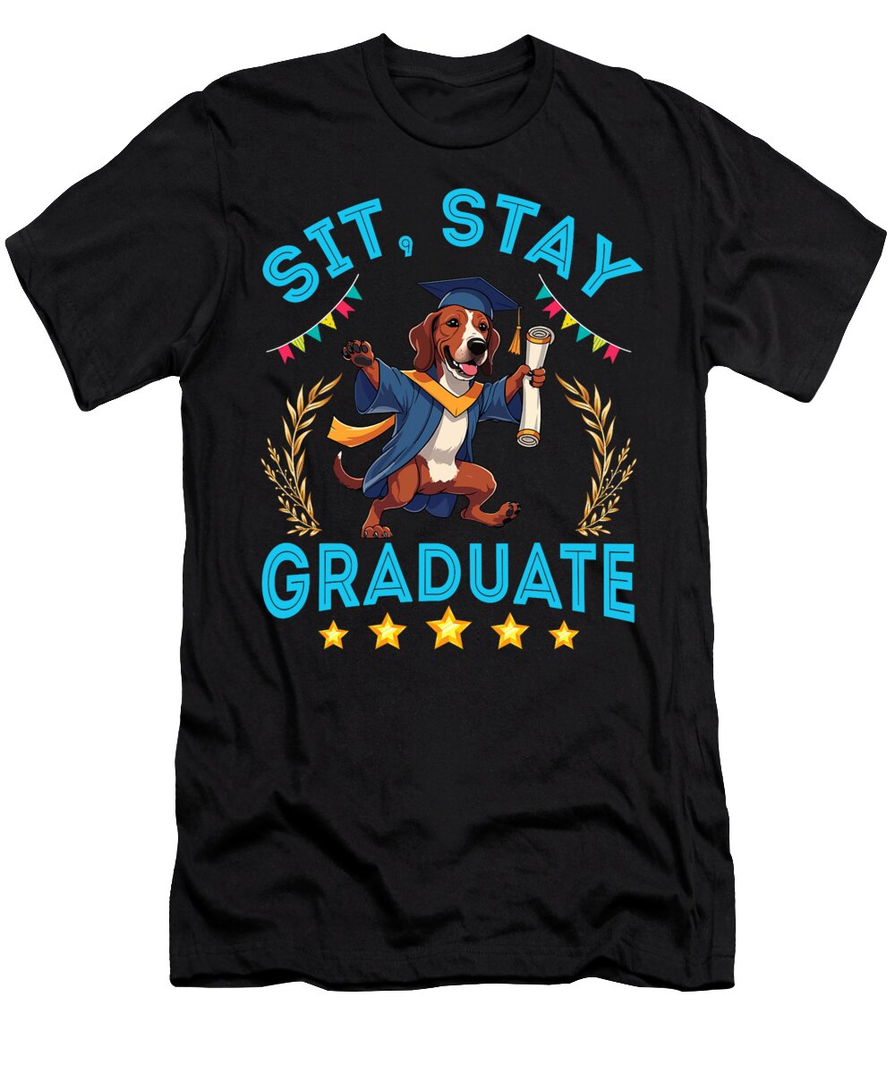 Bloodhound Dog Senior Sit Stay Graduate Proud Sophie Eleanor T-Shirt