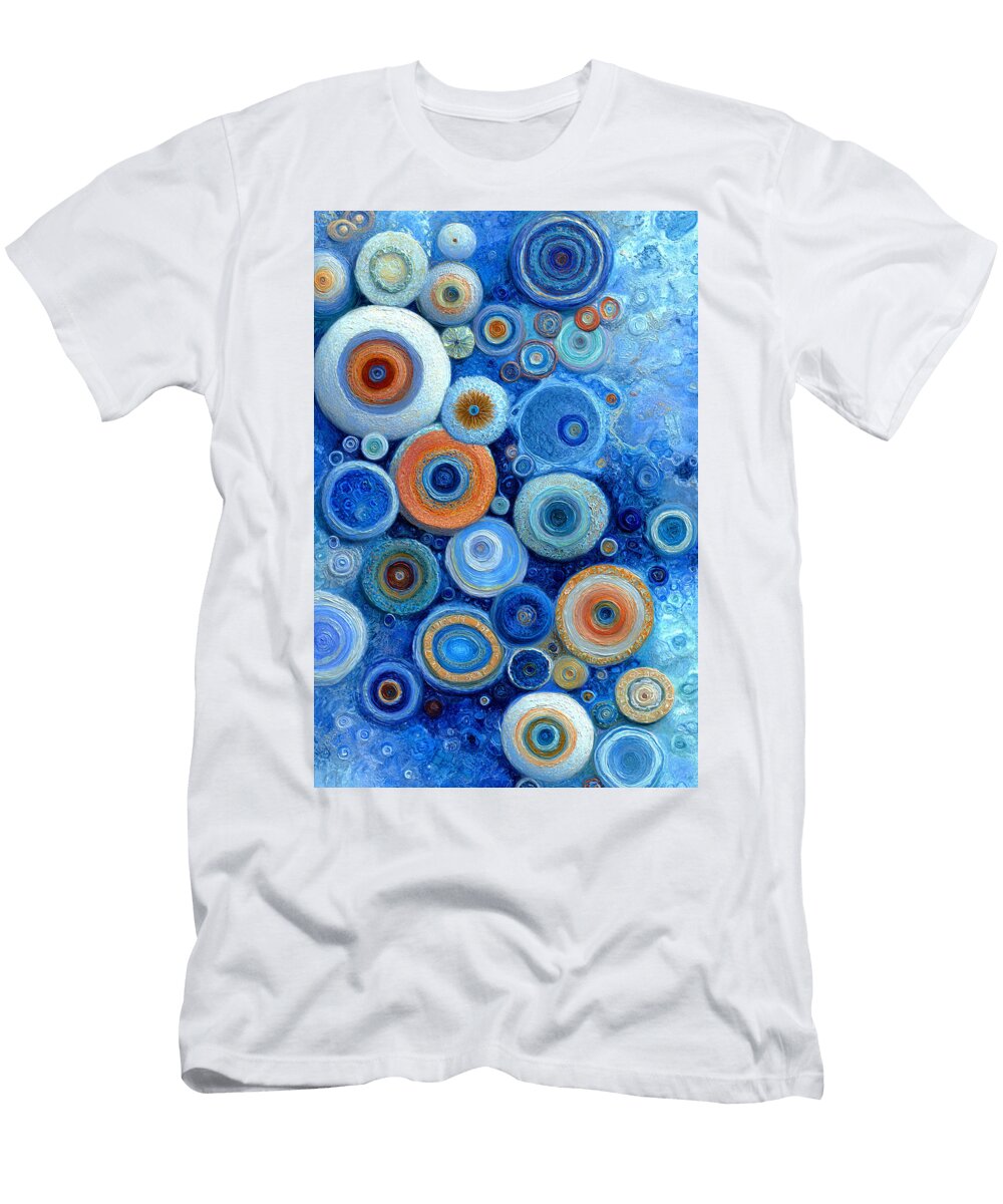 Blue and Orange Circular Patterns Kevin Walker and Pixel Reverie T-Shirt