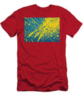 Blue and Yellow Brush Background with Halftone Wafe Akkash T-Shirt