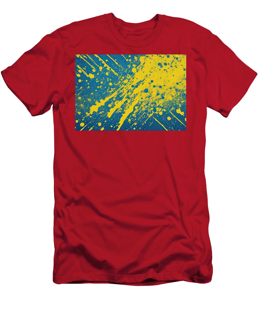Blue and Yellow Brush Background with Halftone Wafe Akkash T-Shirt