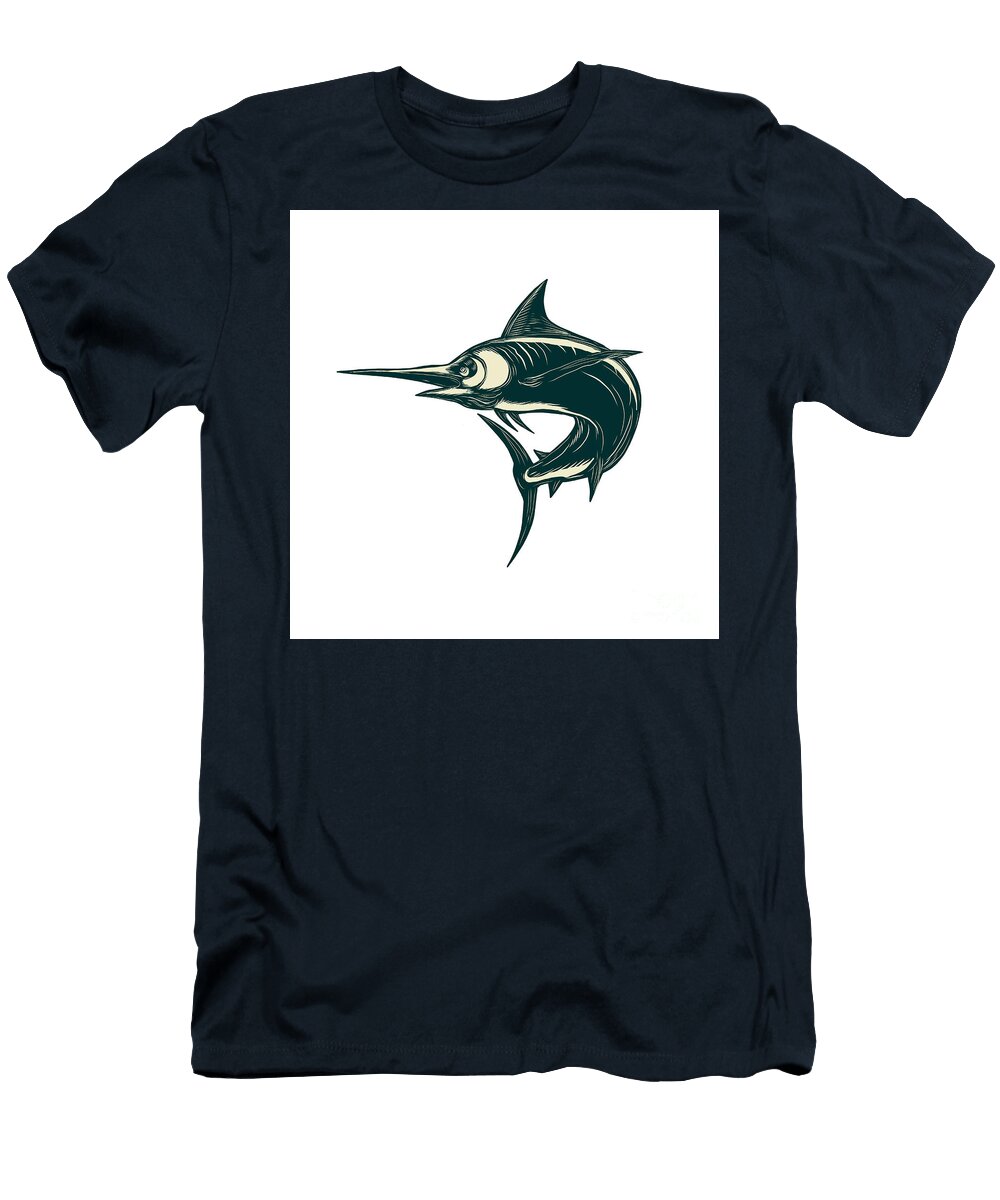 Blue Marlin Jump Scratchboard Aloysius Patrimonio T-Shirt