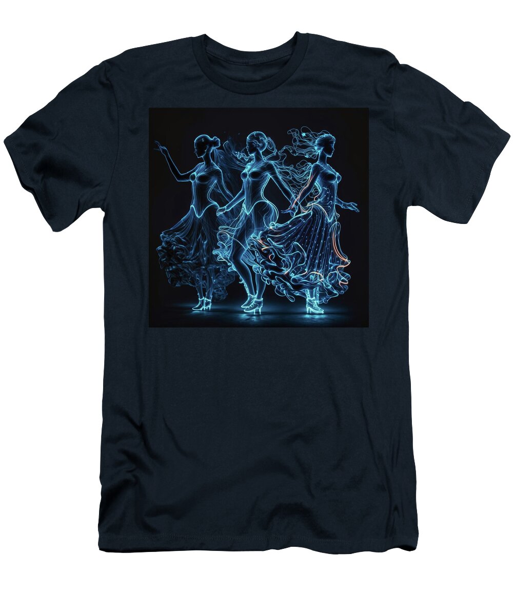 Blue Neon Dancing Women Alfie Carter T-Shirt