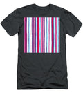 Blue Red and Pink Stripes Pattern Art By Jen Montgomery Jen Montgomery T-Shirt