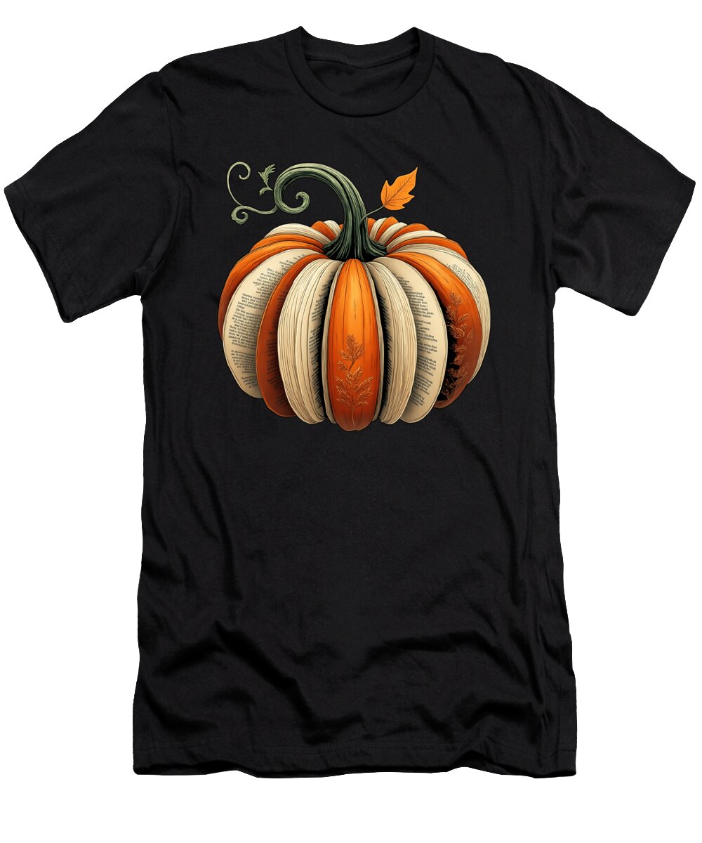 Bookish Pumpkin Fall Reading Lovers Moon T-Shirt
