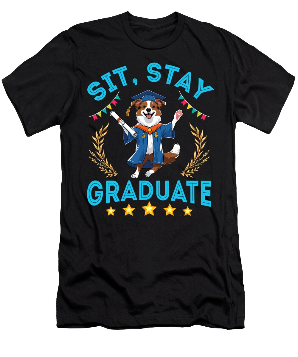 Border Collie Dog Senior Sit Stay Graduate Proud Sophie Eleanor T-Shirt