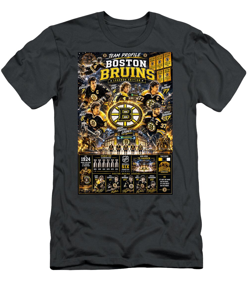 Boston Bruins Legends Compilation Kevin Walker and Pixel Reverie T-Shirt