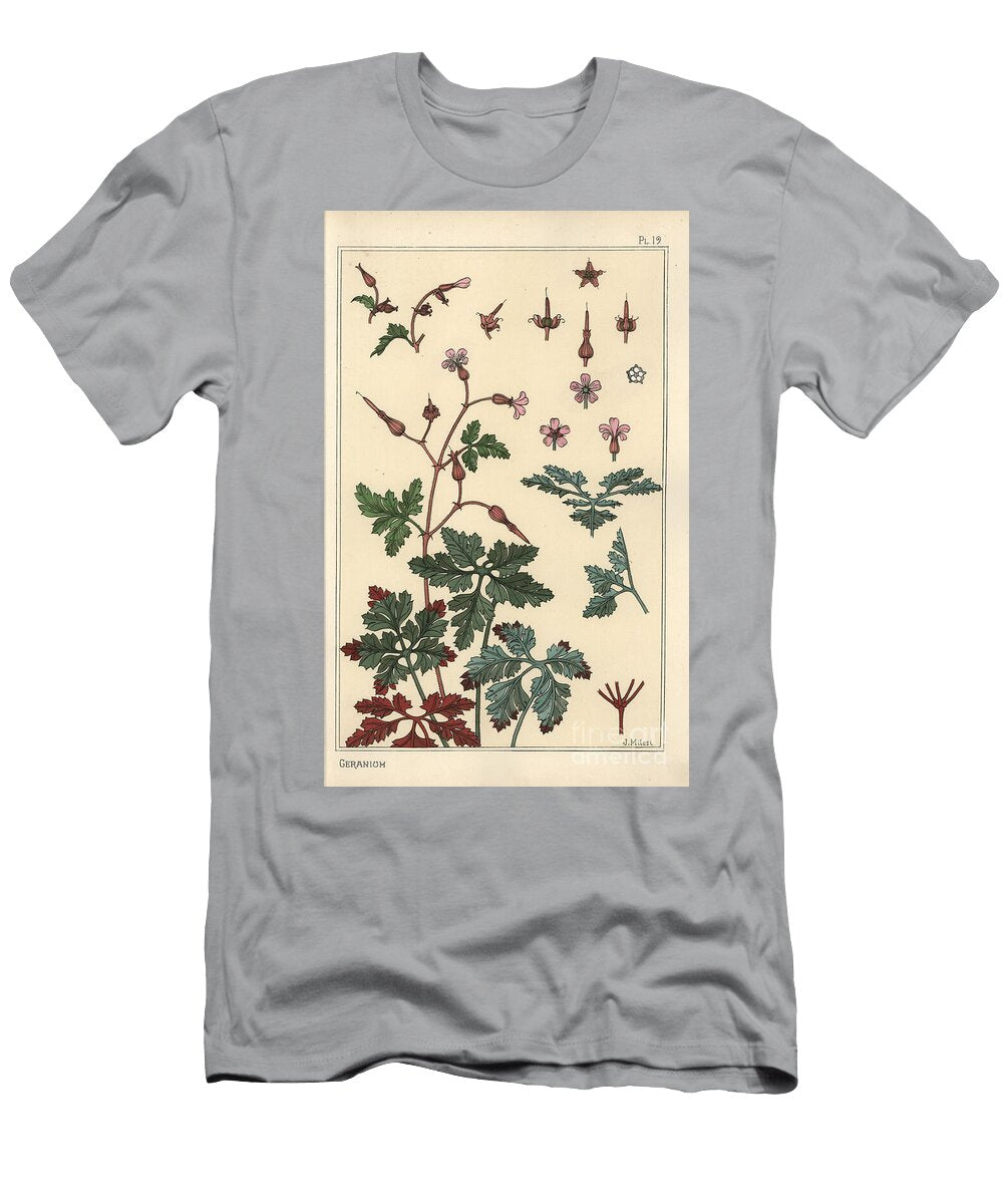 Botanical Illustration of a Geranium Flower Petals Leaves 1897 Lithograph Eugene Grasset T-Shirt