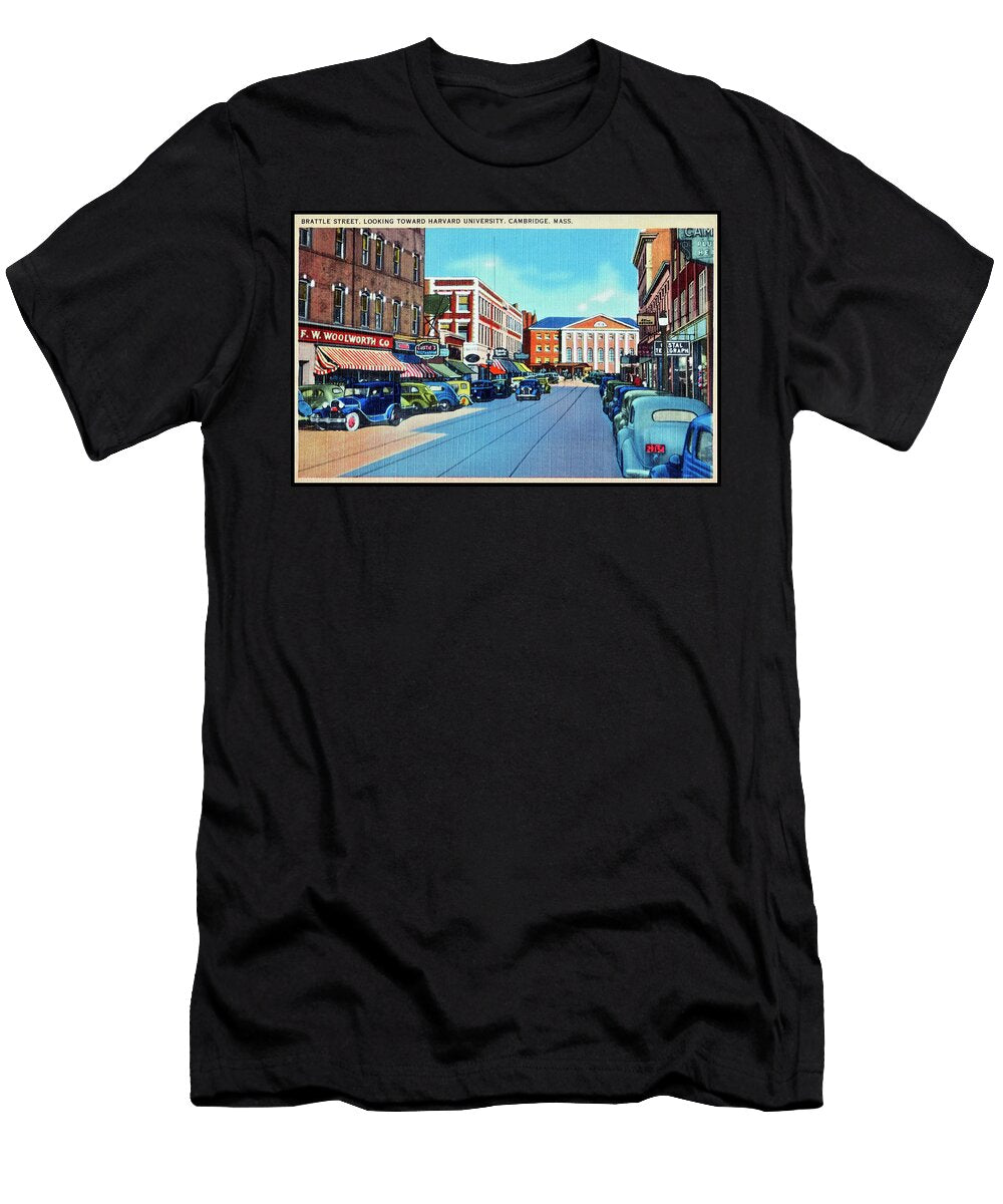 Brattle Street Harvard University Cambridge Massachusetts Retro Vintage Poster Carol Japp T-Shirt