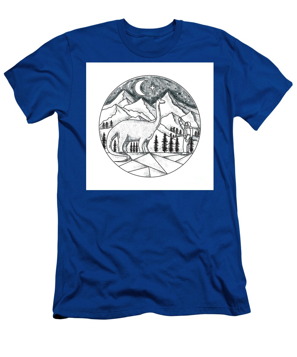 Brontosaurus Astronaut Mountains Tattoo Aloysius Patrimonio T-Shirt