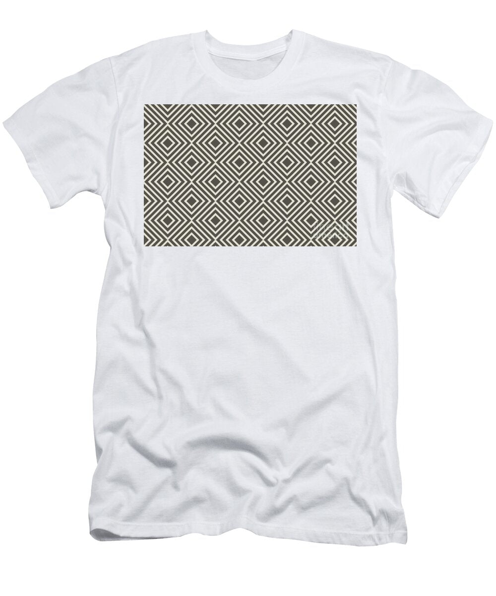 Brown and Cream Minimal Square Line Art Pattern Petite Patterns T-Shirt
