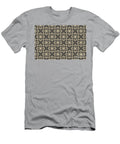 Brown and Tan Line Art Pattern 4 Flower V2 Petite Patterns T-Shirt
