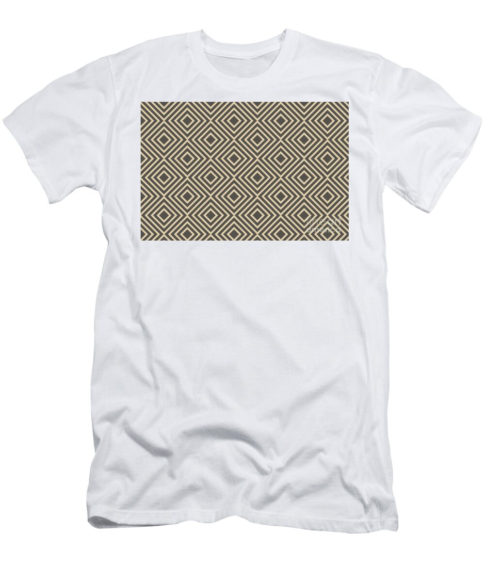 Brown and Tan Minimal Square Line Art Pattern Petite Patterns T-Shirt