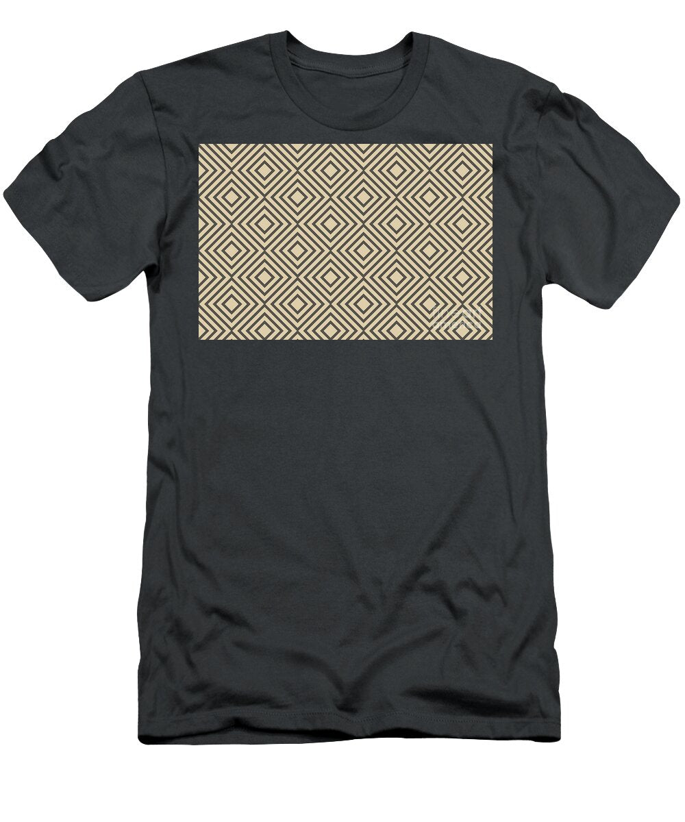 Brown and Tan Minimal Square Line Art Pattern V2 Petite Patterns T-Shirt